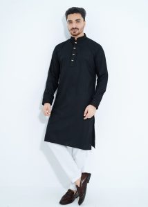 FlexTone Premium Quality Embroidery Panjabi/ Color – Black