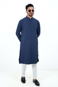 প্রিমিয়াম মাইক্রোস্টিজ সলিড পাঞ্জাবি/ কালার >Navy Blue