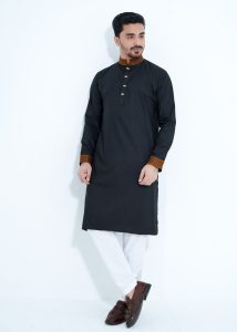 FlexTone Premium Quality Embroidery Panjabi/ Color – Black