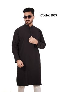 প্রিমিয়াম মাইক্রোস্টিজ সলিড পাঞ্জাবি/ কালার >Black