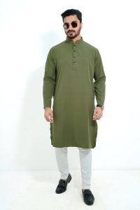 প্রিমিয়াম মাইক্রোস্টিজ সলিড পাঞ্জাবি/ কালার >Oliv