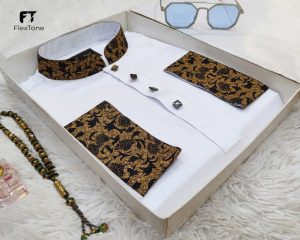 FlexTone Premium Quality Contrast Panjabi/ Color – White