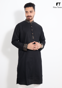 FlexTone Premium Quality Contrast Panjabi/ Color – Black