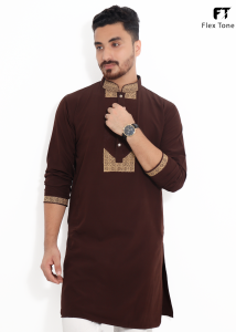 FlexTone Premium Quality Embroidery Panjabi/ Color – Coffee